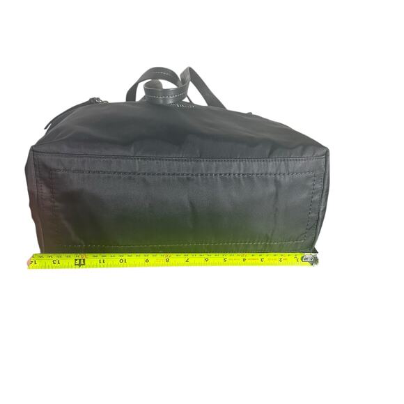 Cole Haan Black Nylon Tote Bag Leather Trim Zip Top Shoulder Bag Travel Purse - Picture 5 of 10
